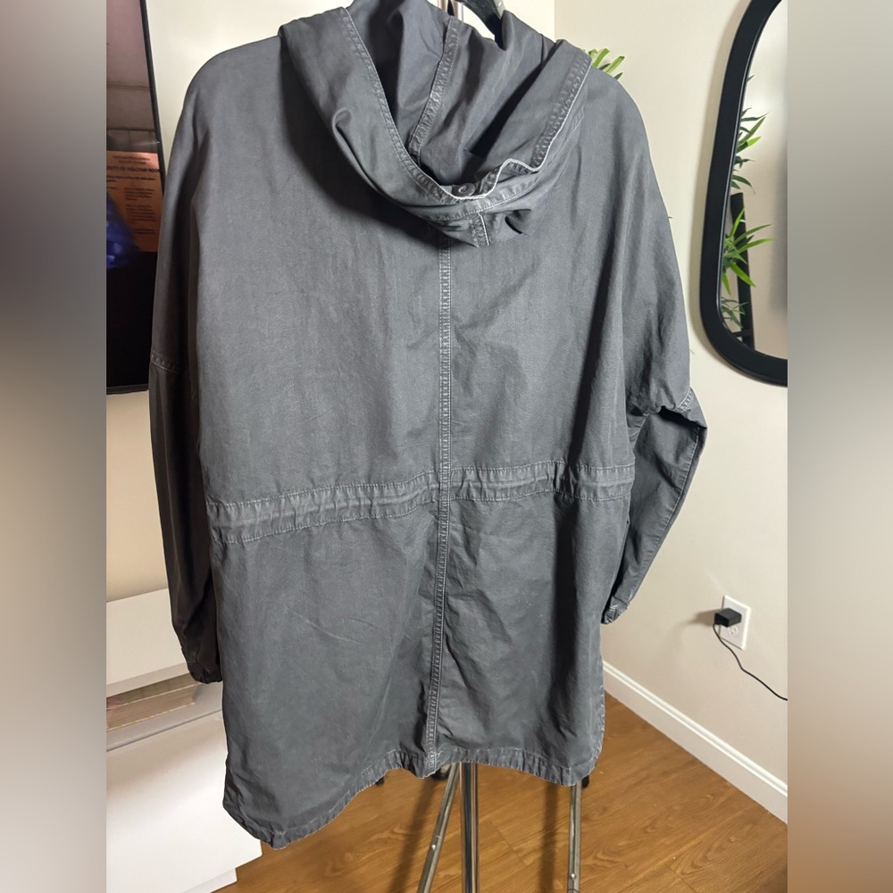 American Eagle Outfitters Gray Hooded Button-Front Jacket - Picture 3 of 3